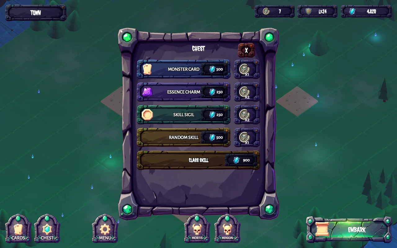 The chest summoning menu, showing every pull priced in both Soul Shards and Obols